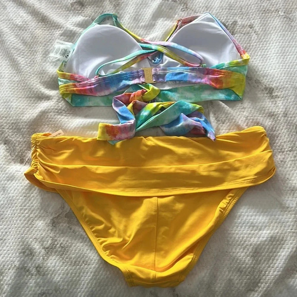 Bleu Rod Beattie Multi Color Swimsuit Top Size 34D and Bottom Side 10 - Picture 8 of 9